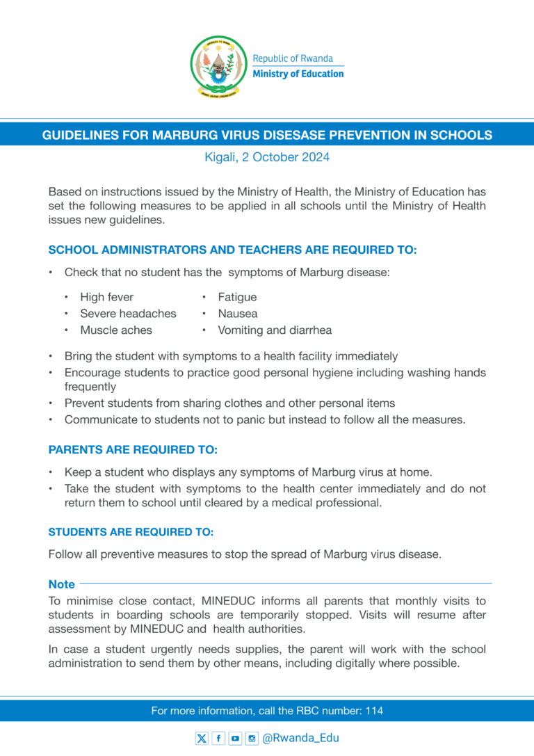 Breaking the Chain: Why Cancelling School Visits Can Save Lives During Rwanda Marburg Fever Outbreaks?